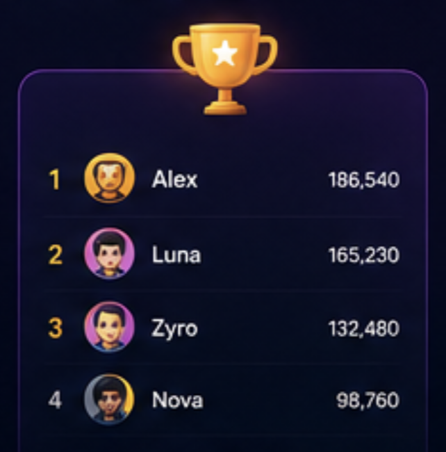 PlayFeed leaderboard with top players and scores